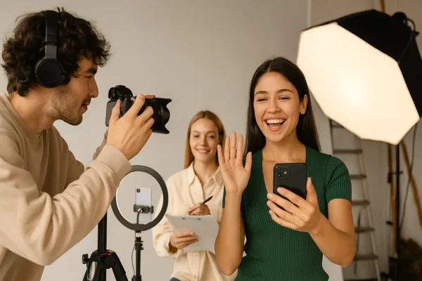 Modern influencers creating digital content
